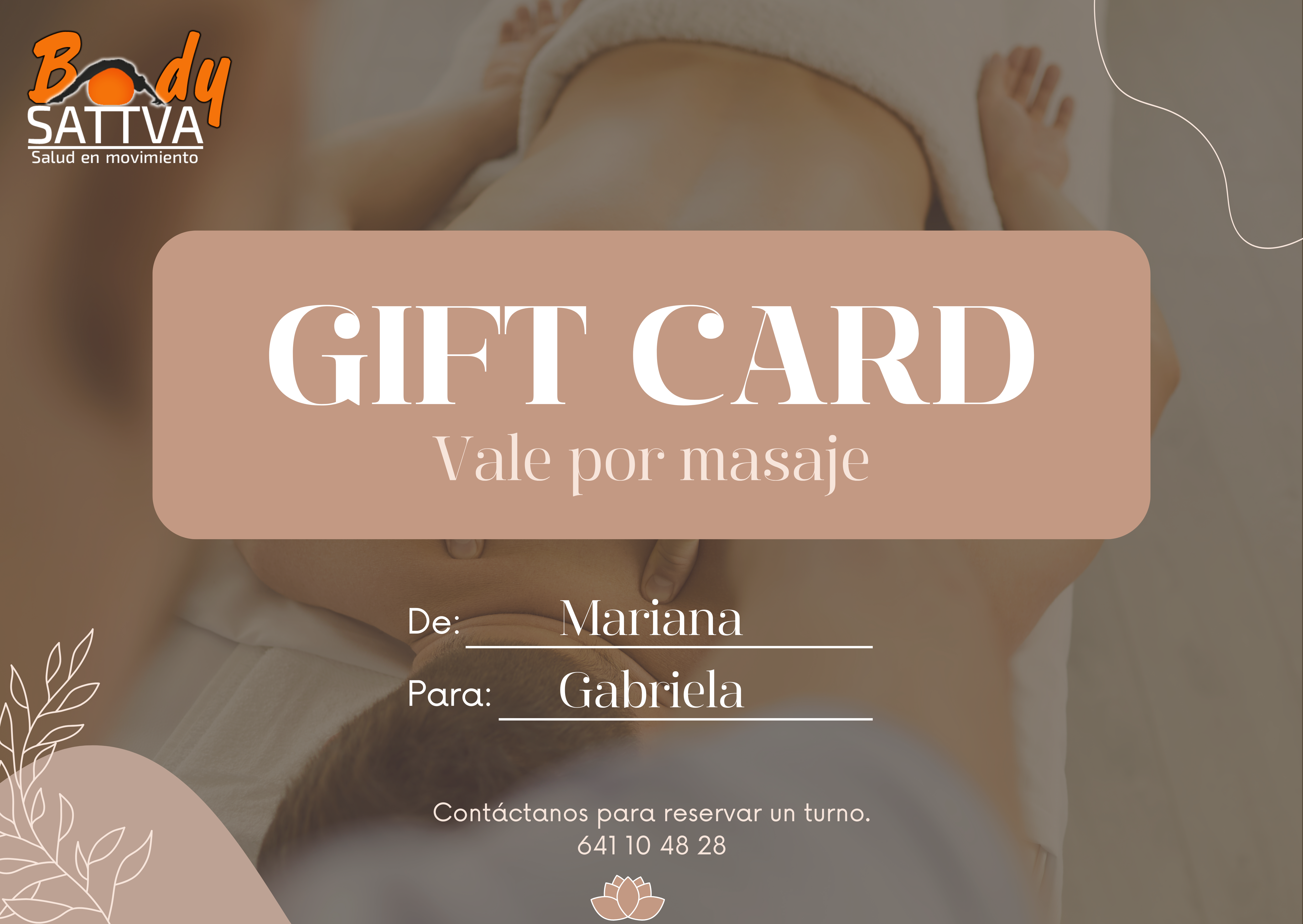 Tarjeta Gift Card Spa Floral Marron